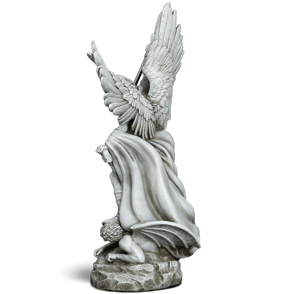 DevotedWalls 20.5" Large Saint Michael Statue Outdoor,Michael the Archangel Slaying Satan,Large Garden Religious Sculpture,San Miguel Arcangel Defender for Porch,Patio or Church Entryway