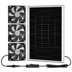 pqins New 5" Solar Chicken Coop Fan 3 Kit, 35W Solar Powered Exhaust and Intake Greenhouse Fan Outdoor Waterproof, 16.5ft Cord, Strong Airflow, for Shed Air Circulation and Ventilation, No Battery