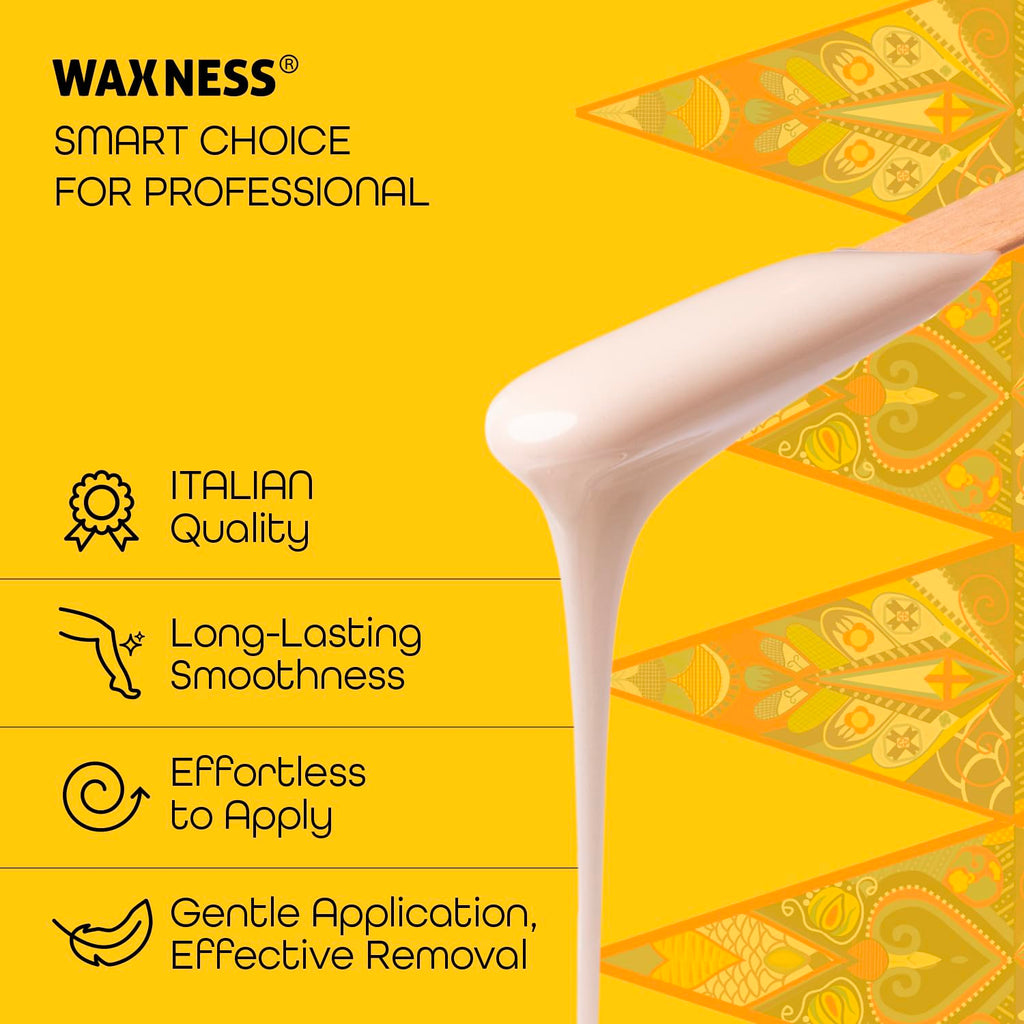 Waxness Russian Pearl Hard Wax Beads 2.2 lb (1 kg) – Rosin-Free Stripless Hard Wax with Creamy Texture and Skin Visibility, Professional Use – Made in Italy