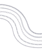 PAVOI Paperclip Beaded Stackable Chain Bracelet Set, White Gold