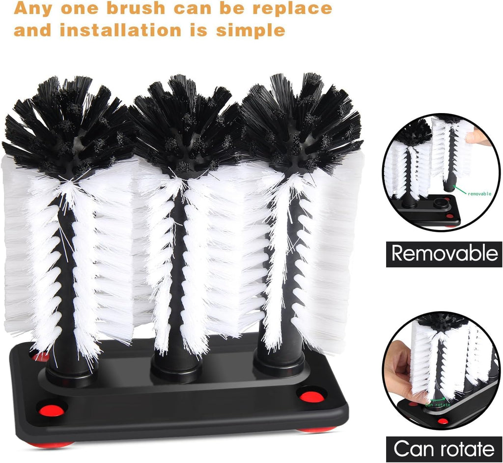 Glass Washer Brush Cleaner - 3 Brushes per Base