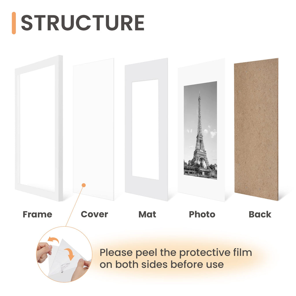upsimples 11x14 Picture Frame, Gallery Wall Frames Set of 5, White