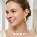 LOUMILEO 24MM Wide Thick Gold Hoop Earrings for Women Lightweight 30MM