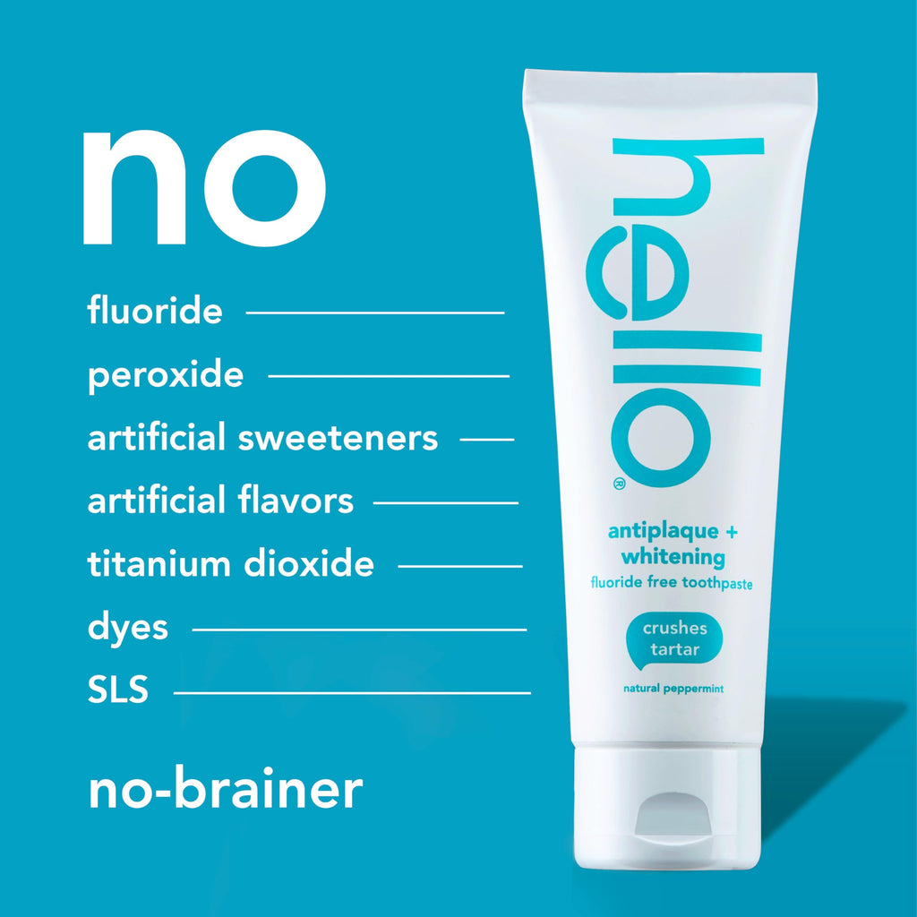 Hello Antiplaque Whitening Fluoride Free Toothpastes and Clean Mint Alcohol Free Mouthwash Bundle Pack, Whitening Toothpaste and Antigingivitis Gum Mouthwash Pack, No Alcohol for Zero Burning