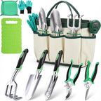 10PCS Heavy-Duty Garden Tools Set for Beginners - Rust-Proof Aluminum Garden Kit with Soil Tester, Repotting Mat & Kneeling Pad, Perfect Gardening Gift for Women, Mom & Beginners