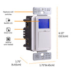 GE SunSmart 7-Day In-Wall Digital Timer Switch, Auto Sunrise/Sunset, Weekly Programmable, Security, Countdown, Single-Pole/3-Way, Neutral Wire Required, White or Light Almond, 32787