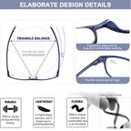 AQWANO 1.5 Reading Glasses for Men Women, Blue Light Blocking Computer Readers, 4 Pack TR90 Flexible Unbreakable Frames Lightweight Cheaters