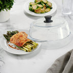 Le'raze Tall Glass Microwave Splatter Cover - Cool Touch Easy Grip Handle