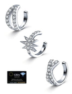 Mossanite 925Sterling Silver Earring Clip on Earrings Women(18K White Gold)