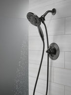 Delta Arvo 14 Series Matte Black Shower Faucet Set with In2ition 2-in-1 Dual Shower Head with HandHeld Spray Combo, Valve Trim Kit, Matte Black 142840-BL-I (Valve Included)