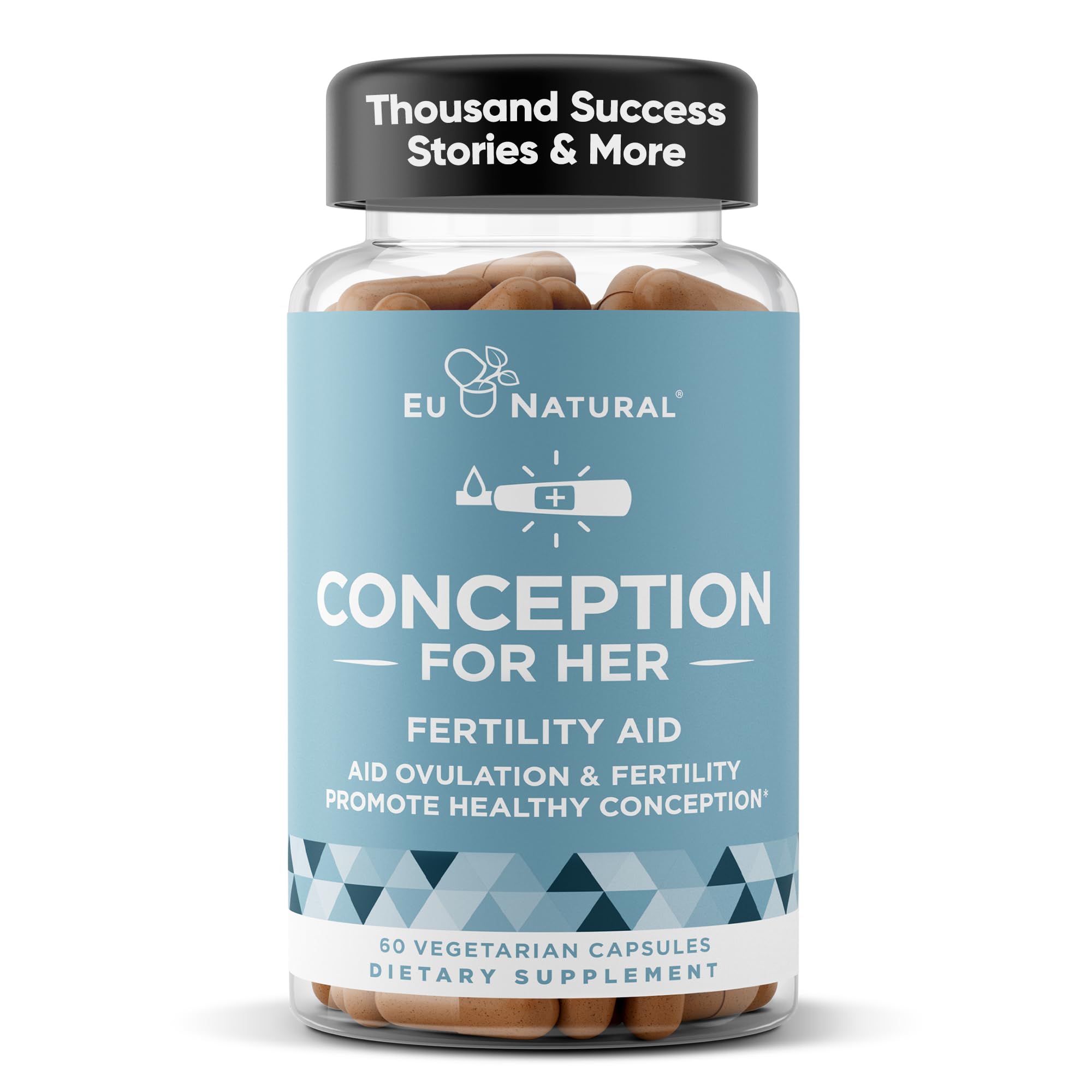 Eu Natural Conception for Her Fertility Supplements for Women - Ovulation, Hormonal Balance & Regular Cycle Support - Myo-Inositol, Folate, Folic Acid & Vitex - 60 Vegetarian Capsules