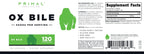Primal Ox Bile (500mg) 120 Capsules, Gluten-Free, GMO-Free