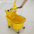 Midoneat Commercial Mop Bucket with Side Press Wringer on Wheels, Including One Commercial Mop, 35 Quart, Yellow