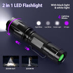 MOWETOO UV Flashlight, Portable Blacklight Flashlight, LED Torch with White and Ultraviolet Light Combo, Black Light Pet Urine Detector for Dog Cat Pee, ID Check, AC Leak, Bed Bug, Rocks, Resin (2)
