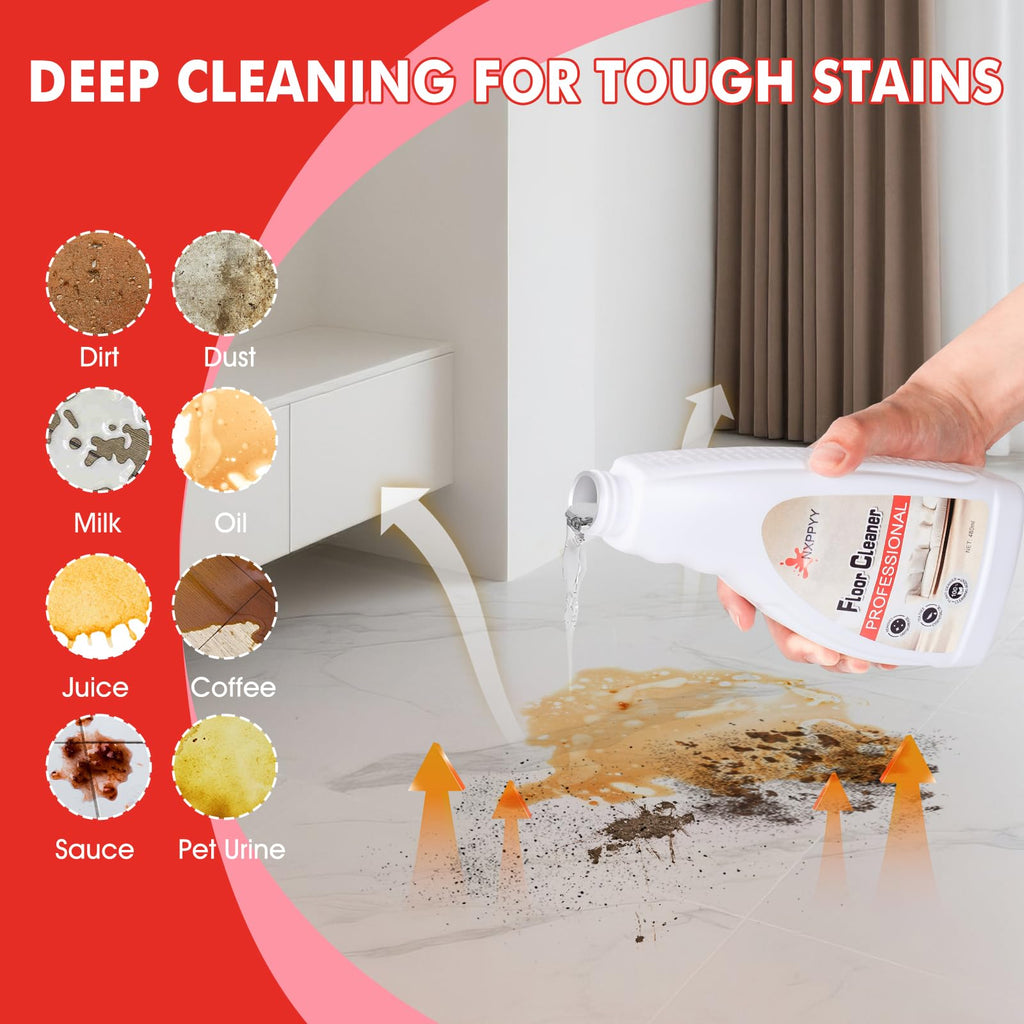 NXPPYY Floor Cleaning Solution Compatible with Roborock Q5/Q7/Q8/S7/S8/Qrevo Series, All Robot Vacuums & Wet Dry Vacuum, Floor Cleaner for Mopping, 4 Bottle Floor Cleaner Refill