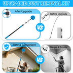 26FT Reach Cobweb Duster with Extension Pole - Spider Web Brush for Cleaning with 5-20FT 4-Section Flip-Lock Telescopic Pole, Effortlessly Cleans High Indoor & Outdoor Webs