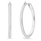 Swarovski Dextera Women's Hoop Pierced Earrings with White Crystals in a Rhodium Plated Setting