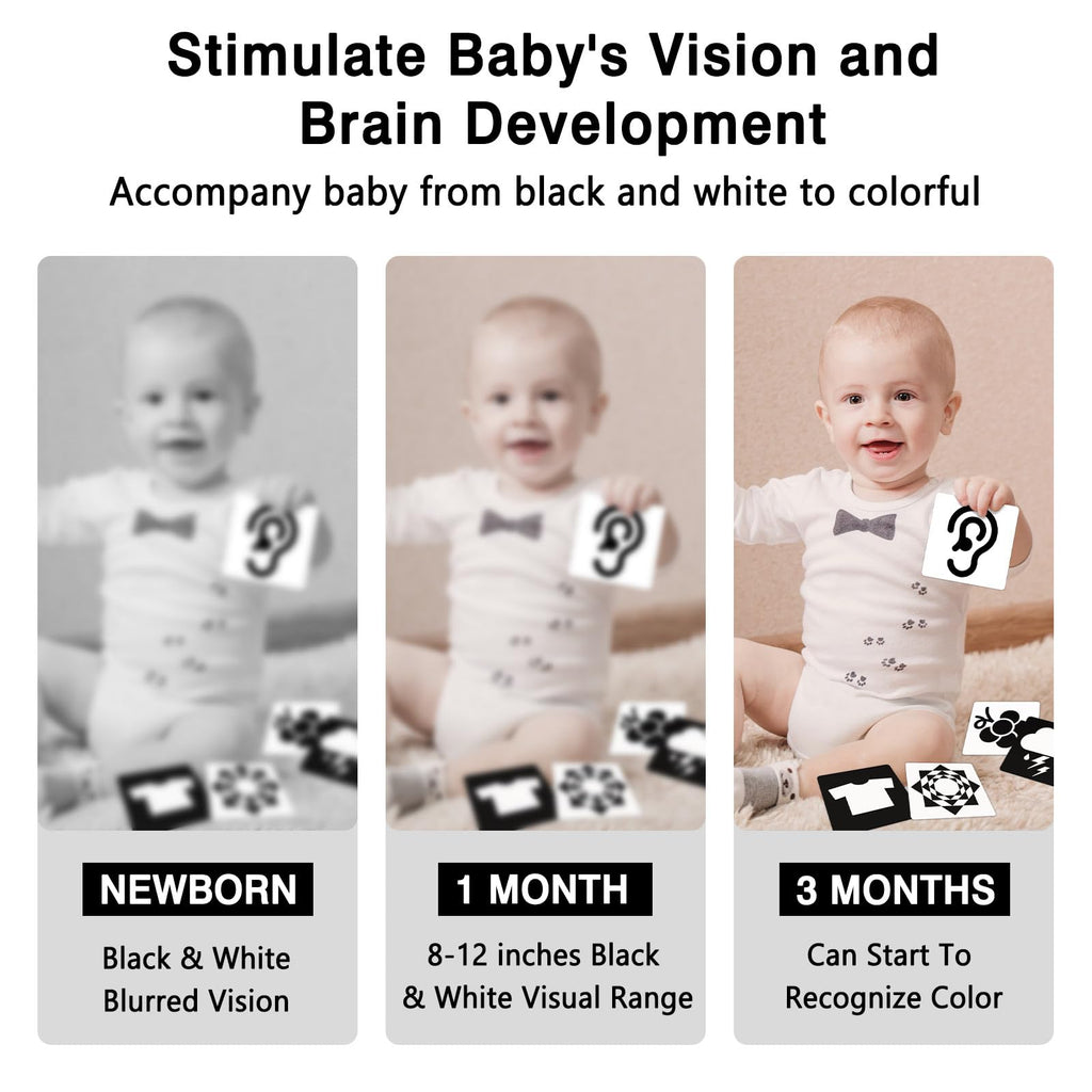 High Contrast Baby Cards for Infants, Black and White Baby Cards High Contrast Baby Toys for Newborns Visual Stimulation Brain Development Learning 20 Pcs 40 Pages 5.7'' x 5.7'' （0-3 Months）