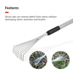 Extendable Handle Shrub Rake for Clean Debris Lawn Shrub Bush and Flowers