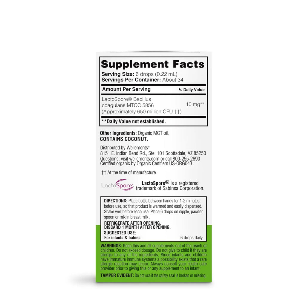 Wellements Organic Baby Probiotic Drops (0.25 Fl Oz) - Digestive & Immune Support for Infants - Toddler Probiotic Helps with Newborn+ Gut Health, Gas, Constipation & Colic Support - Preservative Free
