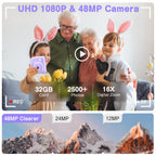 Kids Camera Instant Print, Dual-Lens 48MP Digital Camera,Purple,Aasonida
