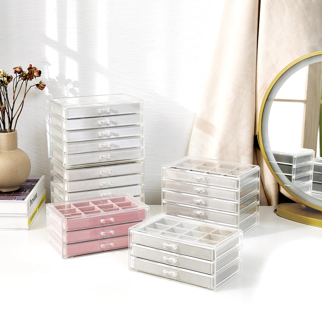 ProCase Earring Holder Organizer Jewelry Box with 5 Drawers, Grey