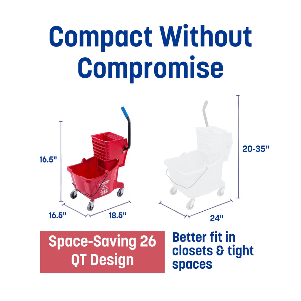 Carlisle FoodService Products 26 Qt Mop Bucket with Side Wringer, Red