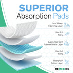 Remedies - Bed Pads Disposable Adults, Seniors, Kids & Puppy Pads - 23" x 36" - Large Disposable Underpads - 50 Count, Incontinence Underpads for Beds & Furniture, Dog Pee Pads, Dogs Chucks Pads