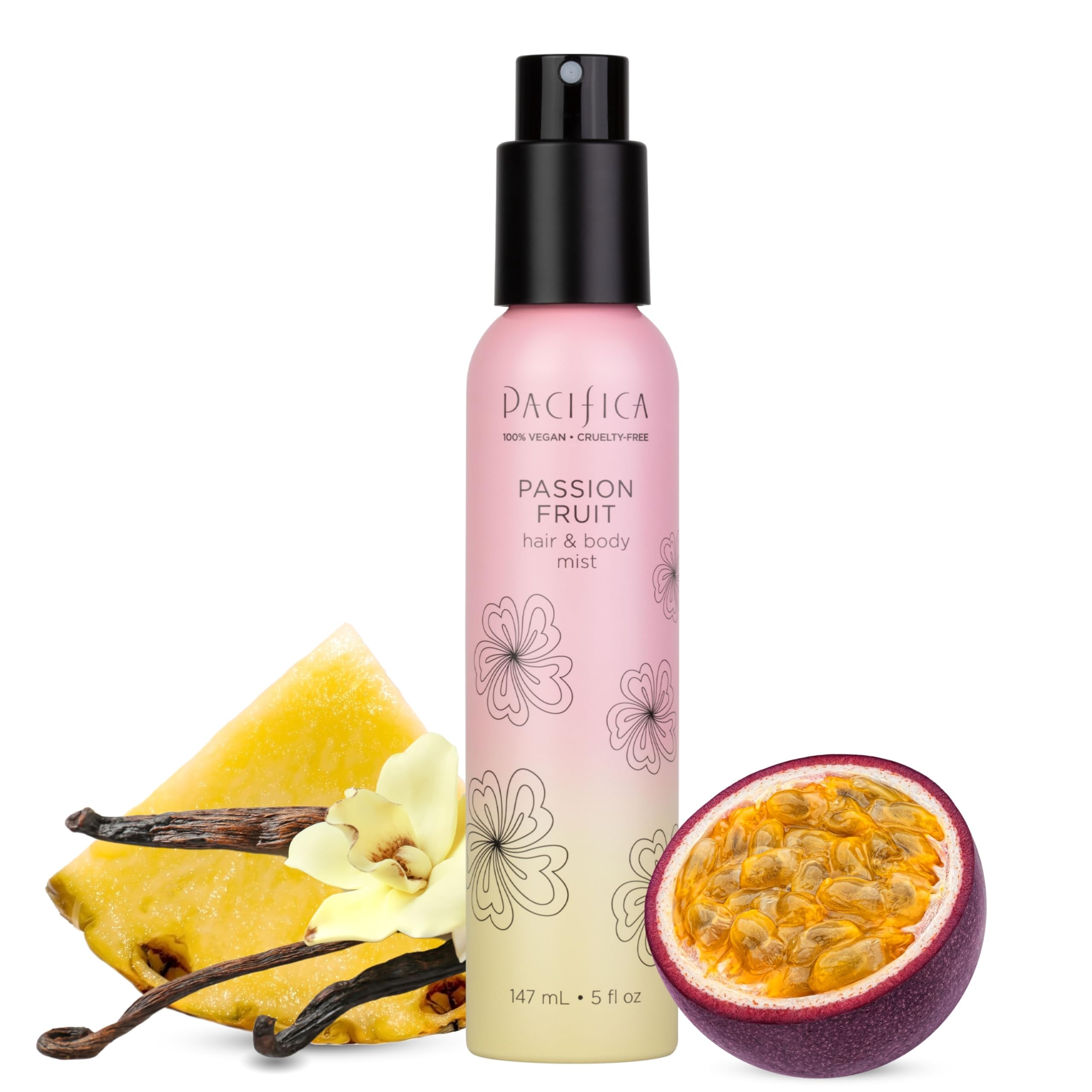 Pacifica Hair Mist Perfume & Full Body Spray for Women - Passion Fruit Body Mist Fragrance w/Pineapple, Orange Blossom, Vanilla, Sandalwood & Bergamot ��� Alcohol-Free, Vegan & Cruelty-Free, 5 oz