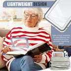 Magnifying Glass for Reading, Rechargeable 5X Large Page Magnifier with Light, Folding Handheld Dimmable Rectangle Lighted Magnifier for Reading Book Small Print for Seniors Low Vision, Blue White