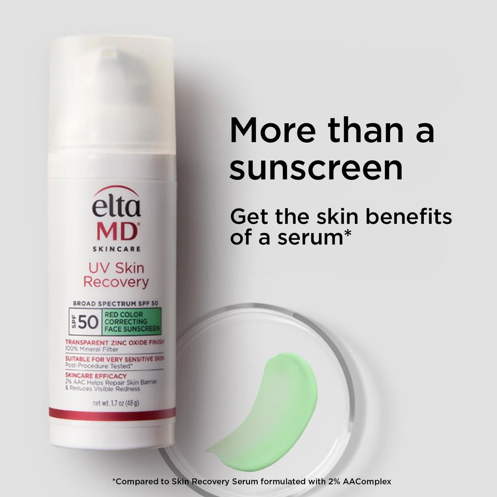 EltaMD UV Skin Recovery Green Tint 100% Mineral Sunscreen, SPF 50, Redness Correcting Face Sunscreen, Safe for Sensitive Skin, 1.7oz