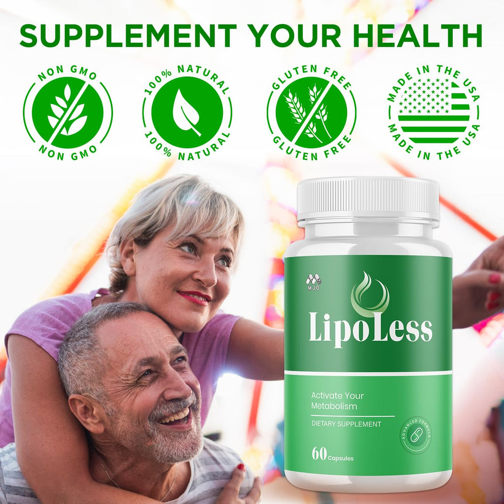 LipoLess Capsules, Official Lipo Less Supplement Pills with All Natural Ingredients, Advanced Formula for Optimal Health & Wellness Support with Premium Vitamins for Active Women & Men (60 Capsules)