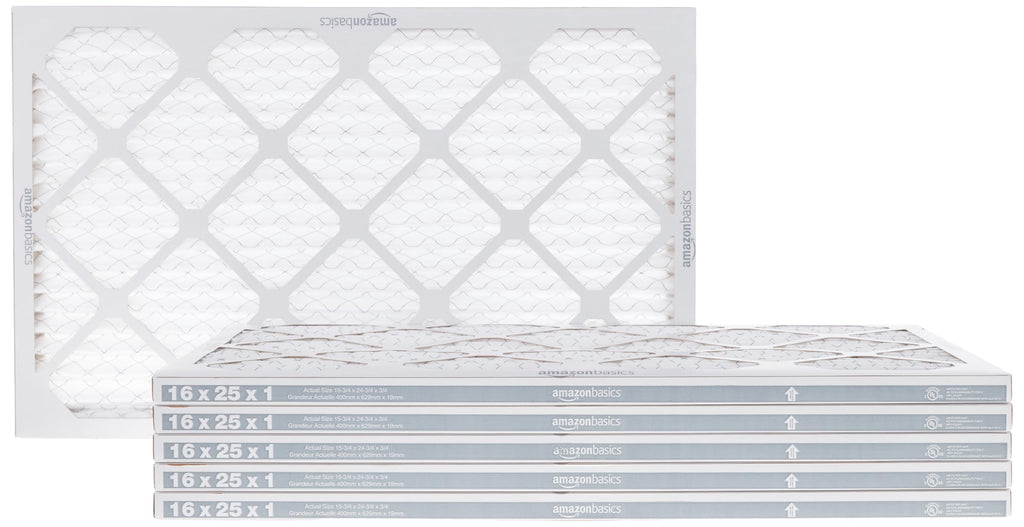 Amazon Basics 16x25x1 Air Filter 6-Pack, MERV 11 AC Furnace Filters, Removes Dust, Pet, Allergen Control , Electrostatic, Removes Lint and Pollen (Actual Size: 15.75" x 24.75" x 0.75")