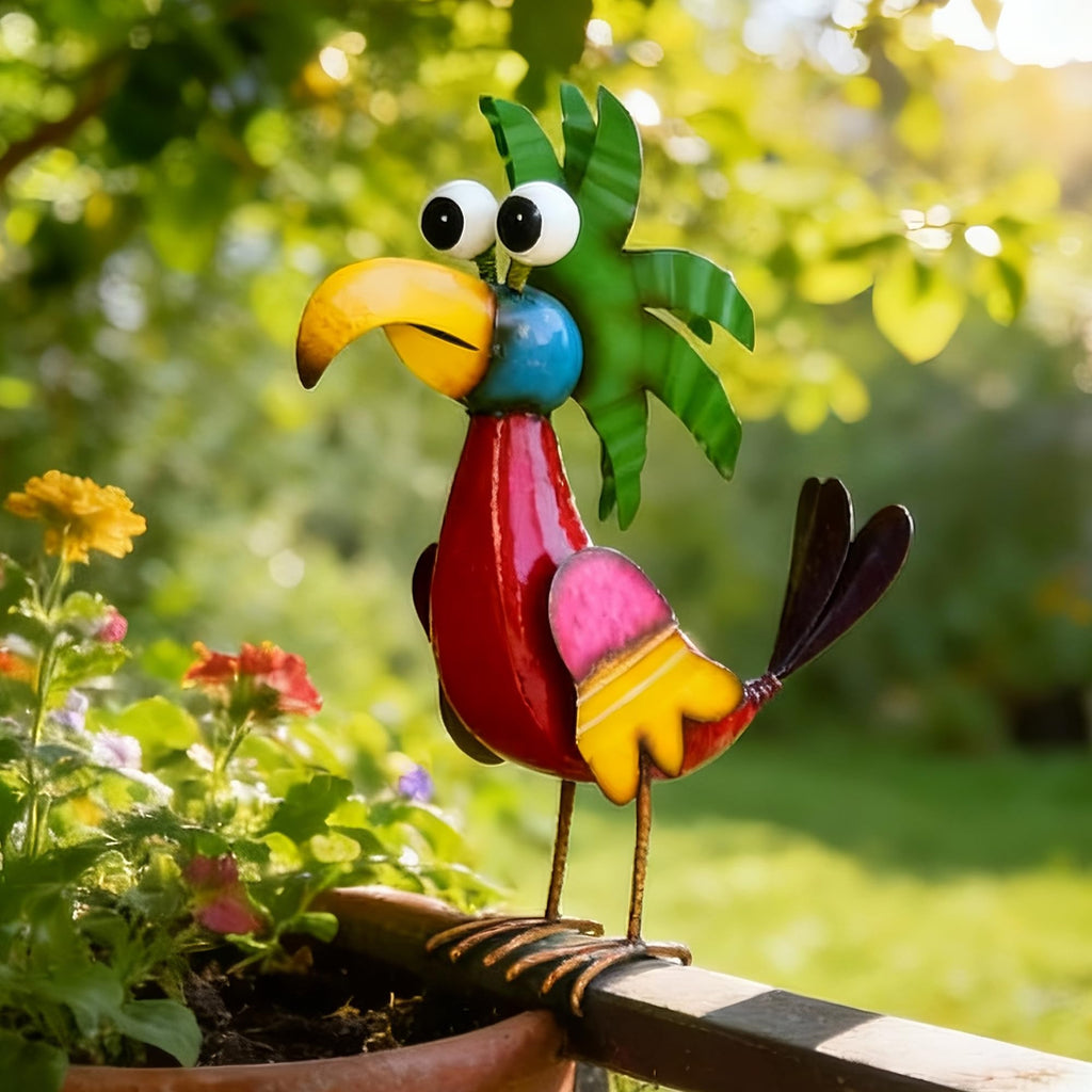 Ultym 19.7" Metal Tiki Decor, Outdoor Garden Art Bird Statues