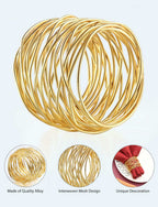 URWOOW Twisted Wire Mesh Napkin Rings Holders Décor Dinner Party Wedding Christmas Gathering (Gold 12pcs)