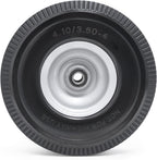 CYHOBK 2-Pack 4.10/3.50-4" Flat Free Solid Rubber Tires - 10" Replacement Wheels with 5/8" Axle Bore, 2.2" Offset Hub for Gorilla Cart, Hand Truck, Garden Wagon, Dump Carts - Puncture Proof