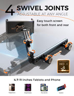 LISEN iPad Holder for Car Tablet Mount, 4 in 1 Adjust Arm Back Seat Stand