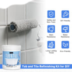 DWIL Tub and Tile Paint 16.5 oz, Tub Paint for Bathtub, Tile Refinishing with Hardener, Water Based, Low Odor, Semi-Gloss Light Gray, 25-30sq.ft