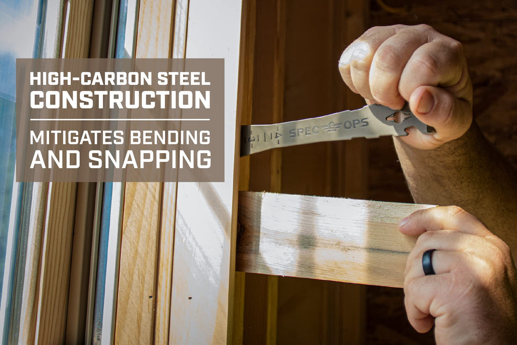 Spec Ops Tools Trim Bar, Pry Bar for Carpentry & Nail Pulling, High-Carbon Spring Steel, Beveled Edges, 9.5" Multi Pack