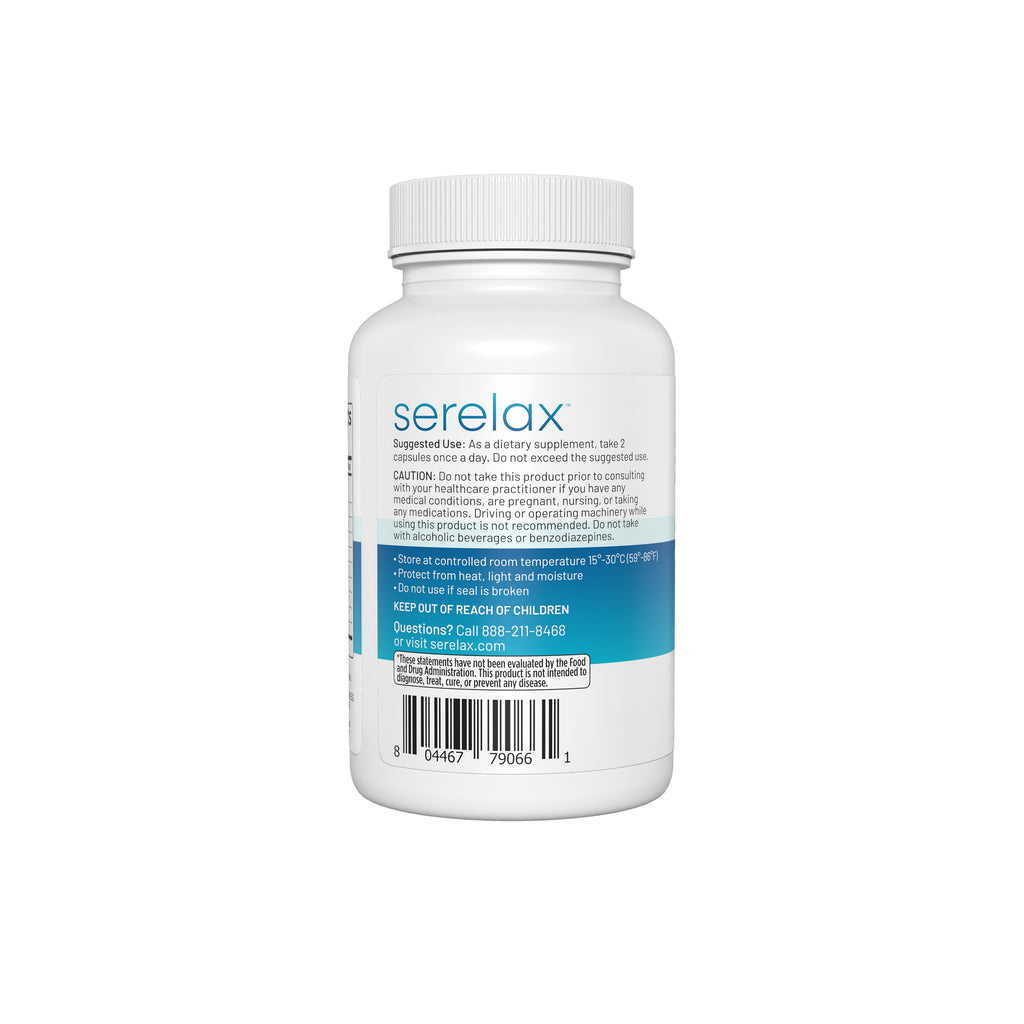 Serelax - Stress Relief Supplement - Supports Mood & Mental Focus - Feel Calm and Relaxed - Eases Tension & Nervousness - Ashwagandha, GABA, Valerian & L-Theanine - 60 Capsules (Pack of 2)