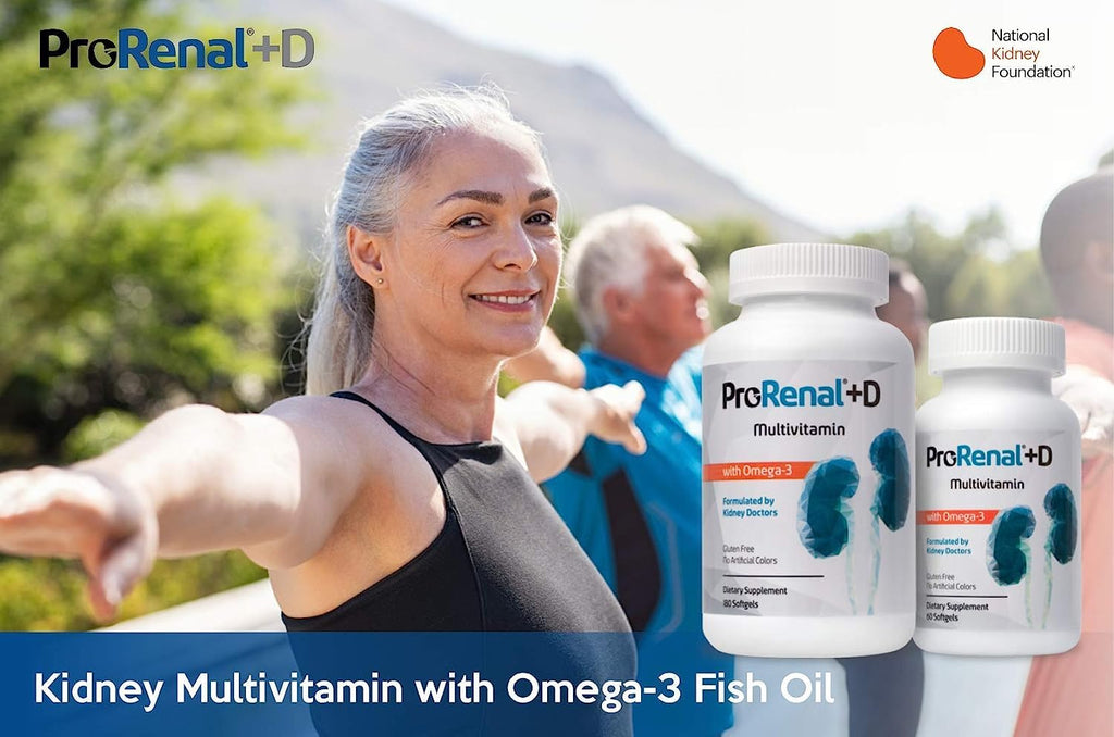 Prorenal ProRenal+D with Omega-3 Fish Oil Kidney Multivitamin 180 Softgels, 90 ...