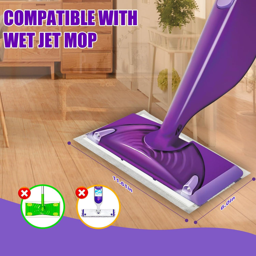 100 Pack Disposable WetJet Pads Refills for Swiffer Wet Jet Mop - Multi-Surface Floor Cleaning Mop Pads, Compatible with Swiffer Wet Pads Refill, 4 Layers Thickened & Durable | Heavy-Duty Absorbent