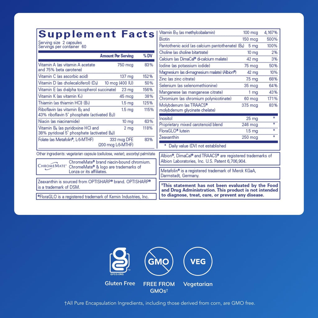 Pure Encapsulations Junior Nutrients - Kids & Teens Multivitamin - Without Iron - with Calcium, Vitamin D3 & Vitamin C - Non-GMO & Vegetarian - 120 Capsules