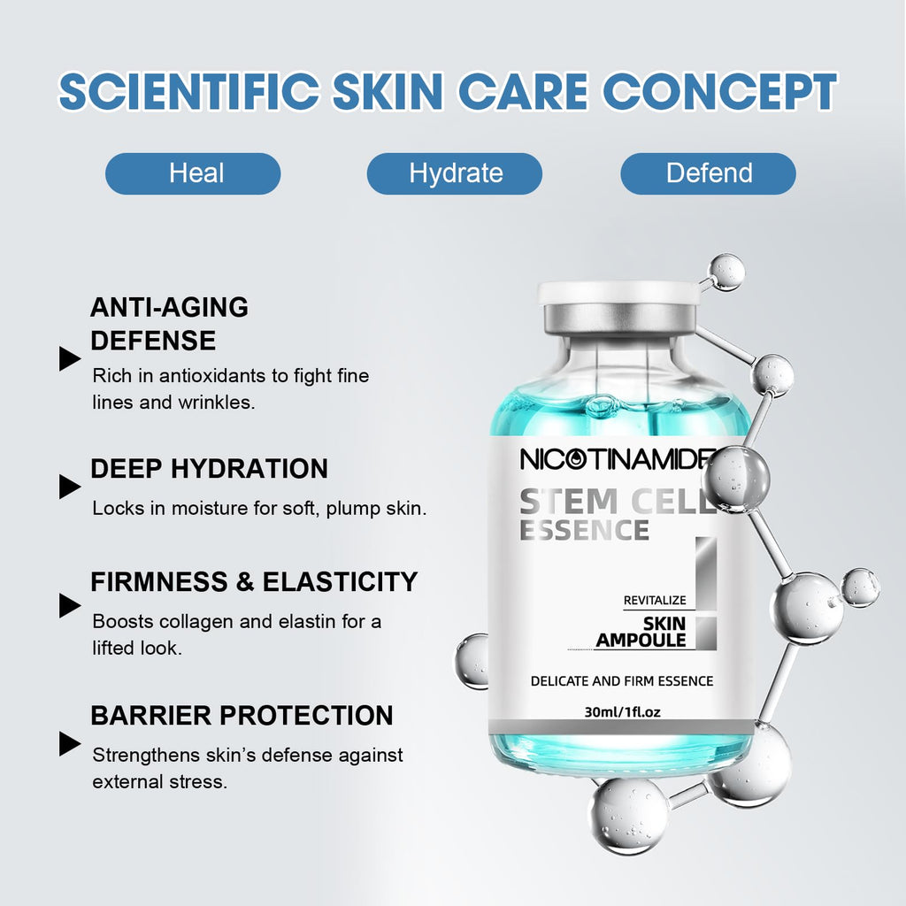 Stem Cell Serum for Face, 2 Pcs Microneedling Serum Ampoule for Anti-Aging, Helps Reduce the Look of Wrinkles and Scars, Hydrating Facial Serum to Use with and Without Micro Needling