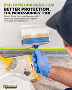 Pre-Taped Masking Film for Painting(4 Rolls) - 22" x 66'Painters Plastic Sheeting with Tape and Drape, Painters Drop Cloth for Automotive & Home, Cover for Walls/Floors/Windows/Cars Protection