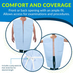 Avalon 813 Patient Gowns, Blue (Pack of 50) ― Tissue/Poly/Tissue ― Open-Back, Waist-Tie, Short-Sleeve Medical Gowns ― Disposable Exam Gowns ― Standard Size 30” x 42” ― Latex-Free Medical Supplies