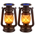 Solar Lantern Outdoor Hanging Solar Lights Dancing Flame Led Waterproof Camping Lamps, Landscape Decor for Table Patio Garden Yard Pathway Porch 2 Pack