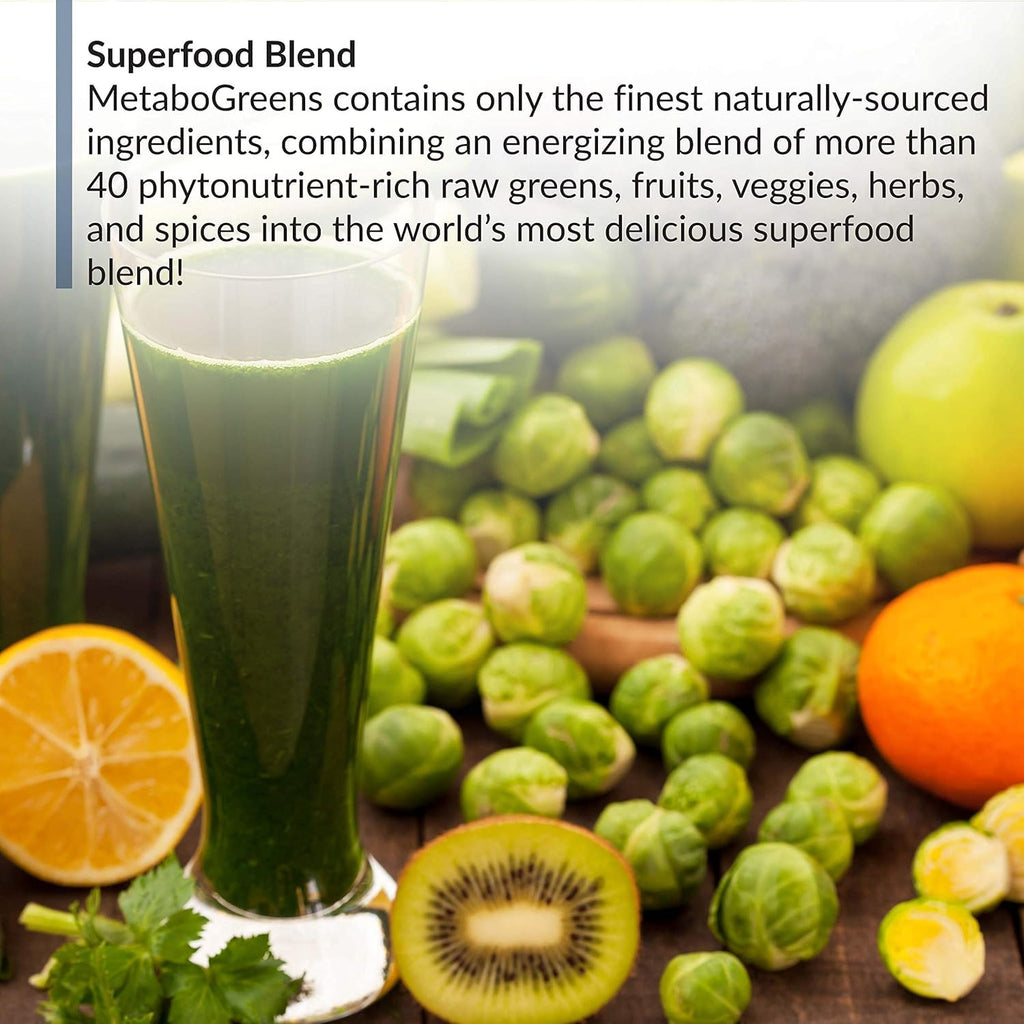BioTrust Metabo Greens Superfood Powder - Super Greens Powder, Fruit & Veggie Blend with Clinically Studied Spectra - Non GMO, Soy Free, Gluten Free, Dairy Free, Energizing Berry Flavor (30 Servings)