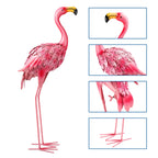 QNGCOLRCY Garden Statues Flamingo Sculptures Metal Yard Art, Pink Bird Art Outdoor Backyard Decor Patio Lawn Porch Ornament Flamingo Yard Decoration (Pink with White)