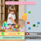 1.34 inch 56PCS Magnetic Blocks for Toddlers 4-8 Large Macaron Magnet Building Cubes for Kids Ages 3-5 Stem Preschool Stack Construction Educational Toys for 3+ Years Old Boys Girls